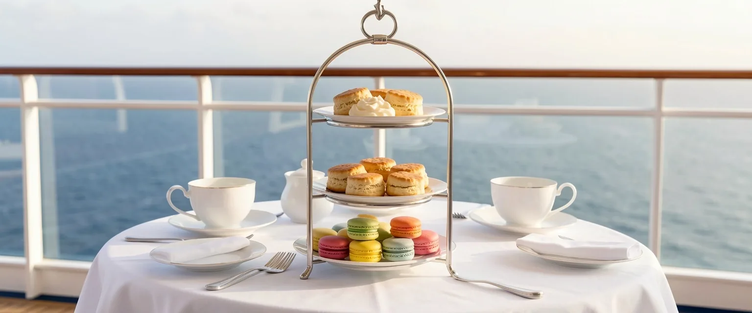 Beş çayı servisi - gümüş tepside scone ve makaron